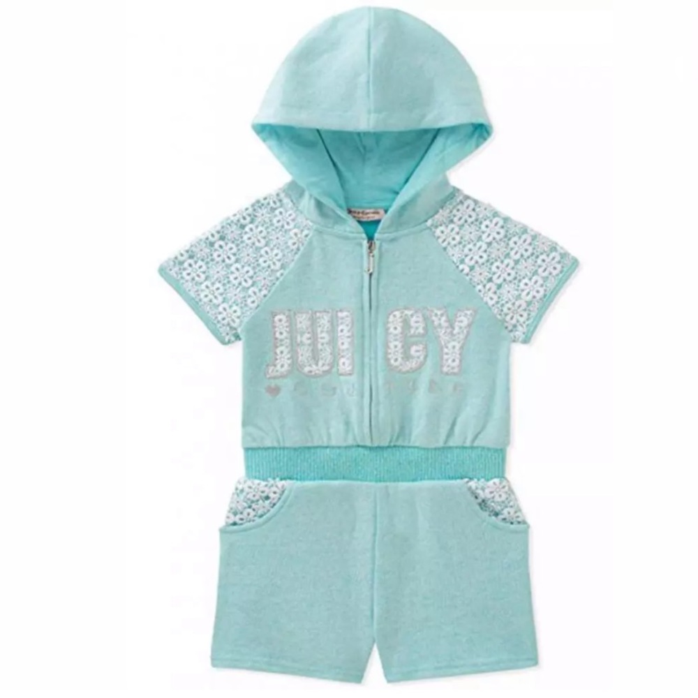Juicy couture baby girl romper mint crochet white